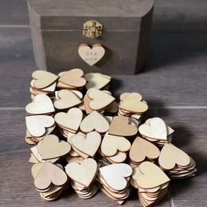 Wooden hearts & Wooden stained Box